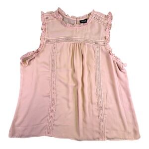 A New Approach Shirt Blouse Women's XL TALL  A.N.A Pink Crochet Lace Sleeveless